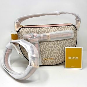 Authentic Michael Kors Emilia Medium Logo Shoulder Bag - Powder Blush